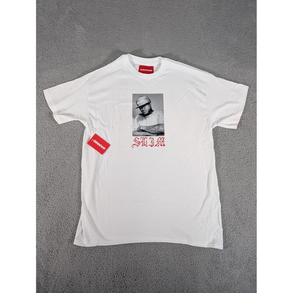 4Hunnid Slim Shirt Mens Large White Rap Tee Limited‎ Edition Hip Hop Graphic New - Picture 1 of 6